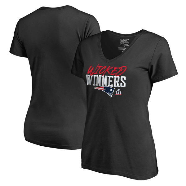 New England Patriots Pro Line by Fanatics Branded Women's Super Bowl LI Champions Winner V-Neck T-Shirt - Black